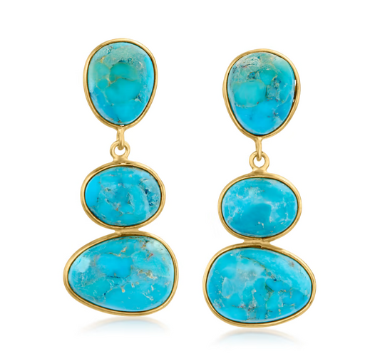 Turquoise Drop Earrings in 18kt Gold Over Sterling