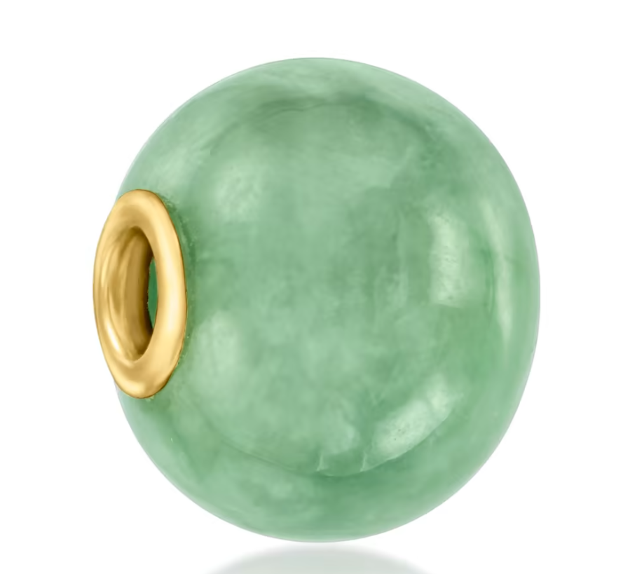 Jade Bead Pendant in 14kt Yellow Gold