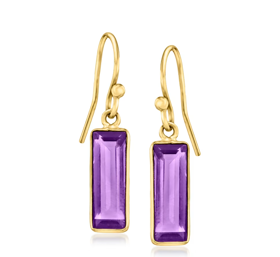 3.60 ctw Amethyst Drop Earrings in 18kt Gold Over Sterling