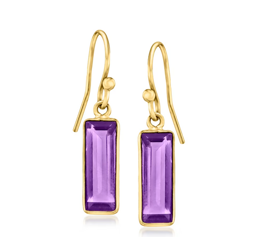 3.60 ctw Amethyst Drop Earrings in 18kt Gold Over Sterling