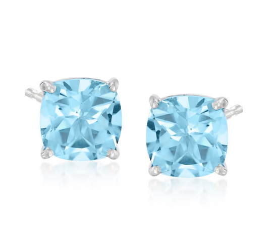 6.40 ctw Swiss Blue Topaz Stud Earrings in Sterling Silver