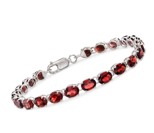 18.00 ctw Oval Garnet Bracelet in Sterling Silver