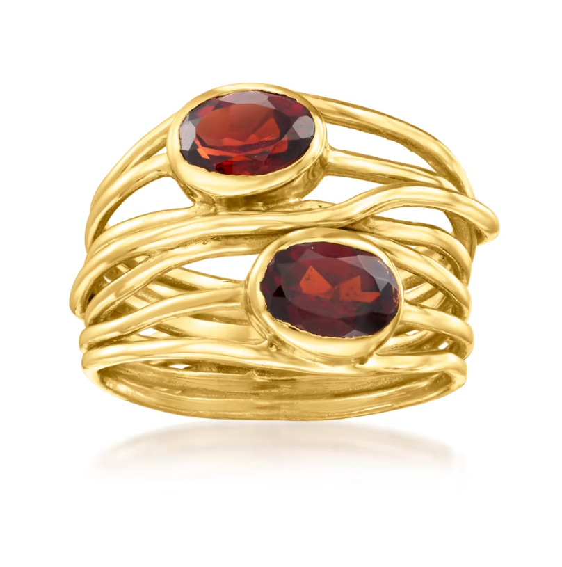 1.60 ctw Garnet Highway Ring in 18kt Gold Over Sterling