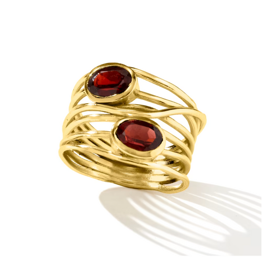 1.60 ctw Garnet Highway Ring in 18kt Gold Over Sterling