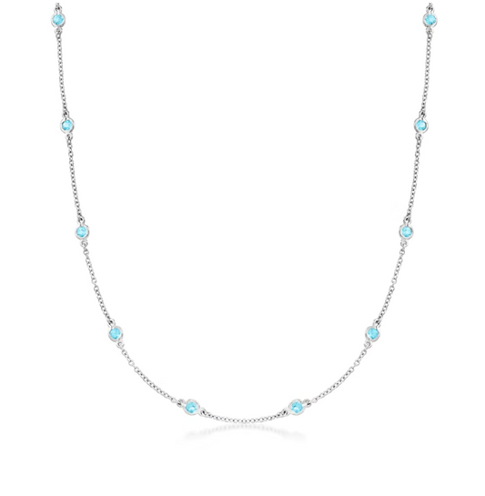 1.70 ctw Bezel-Set Swiss Blue Topaz Station Necklace in Sterling Silver