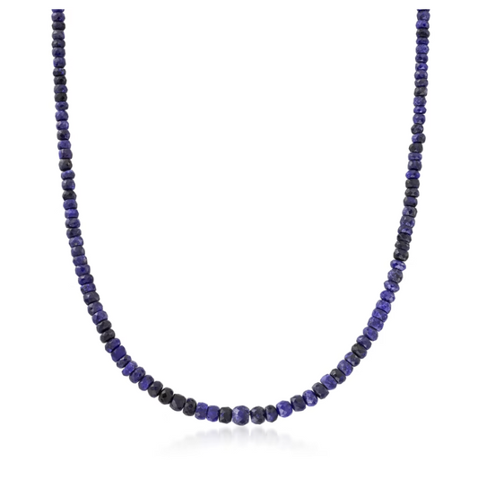 80.00 ctw Sapphire Bead Necklace with Sterling Silver