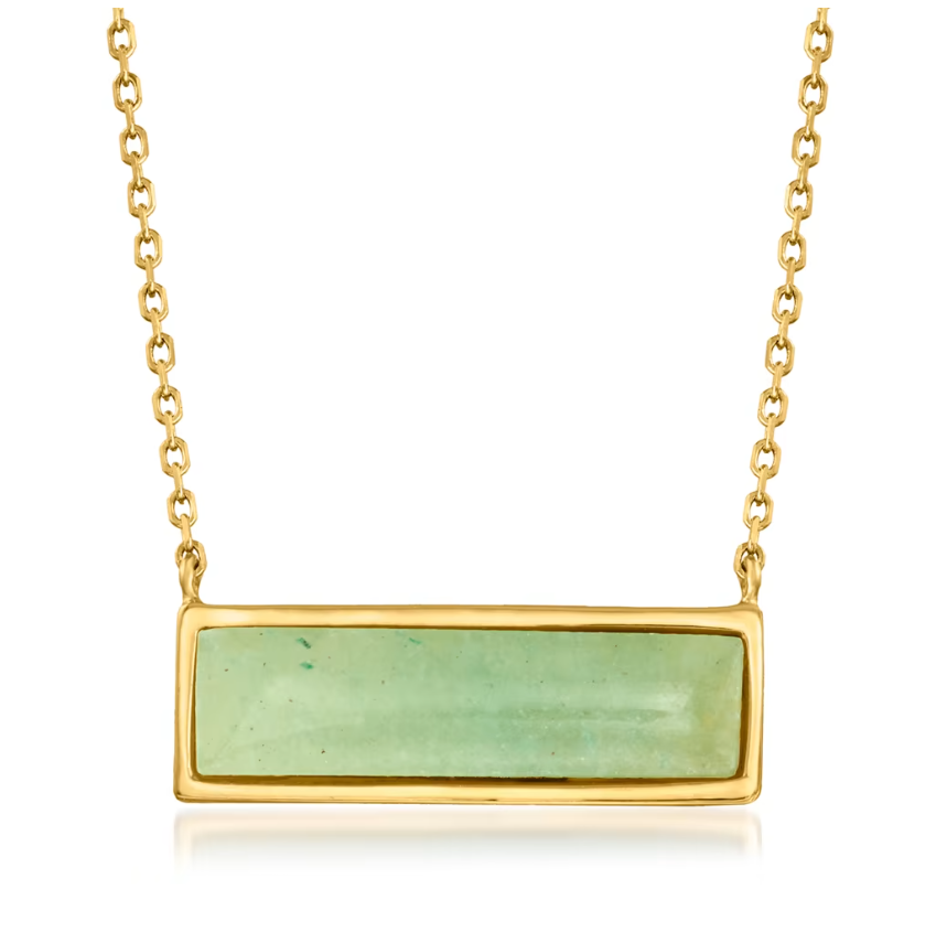 Rectangular Jade Necklace in 18kt Gold Over Sterling. 16"