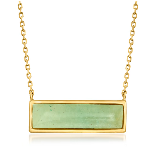 Rectangular Jade Necklace in 18kt Gold Over Sterling. 16"