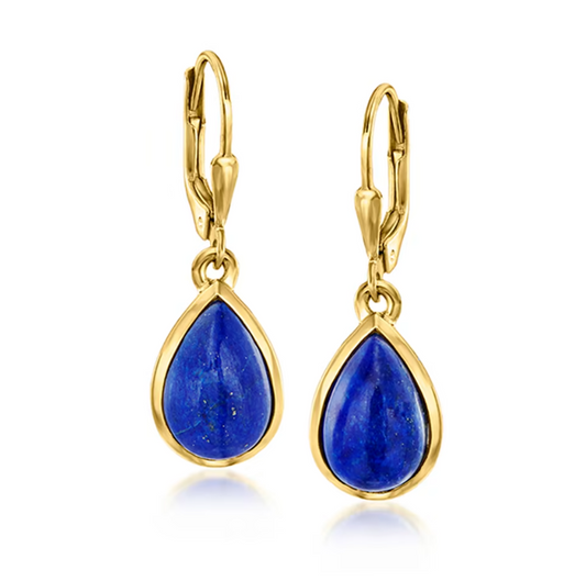 Lapis Teardrop Earrings in 18kt Gold Over Sterling