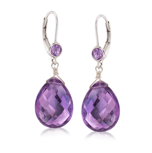 14.80 ctw Amethyst Drop Earrings in Sterling Silver