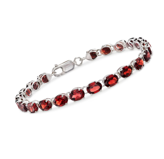 18.00 ctw Oval Garnet Bracelet in Sterling Silver