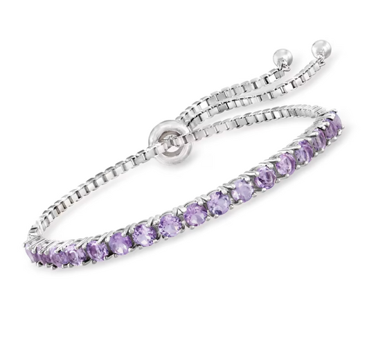 4.20 ctw Amethyst Bolo Bracelet in Sterling Silver