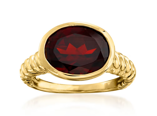 5.00 Carat Oval Garnet Ring in 18kt Gold Over Sterling