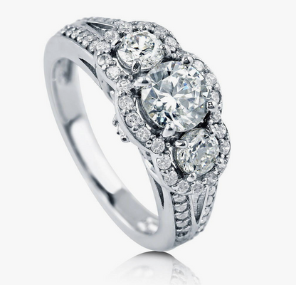 3-Stone Round CZ Split Shank Ring in Sterling Silver