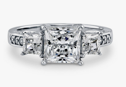 3-Stone Princess CZ Ring in Sterling Silver