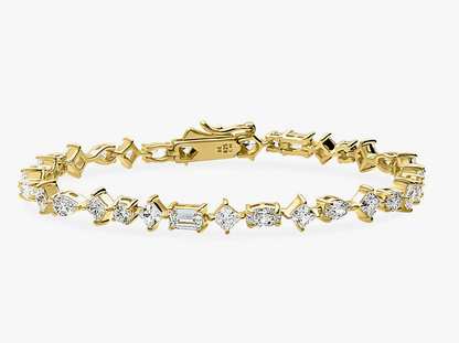 Cluster CZ Statement Tennis Bracelet in Gold Flashed Sterling Silver