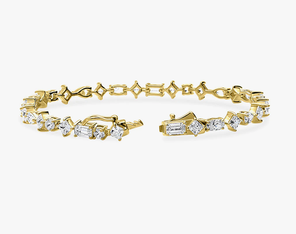 Cluster CZ Statement Tennis Bracelet in Gold Flashed Sterling Silver