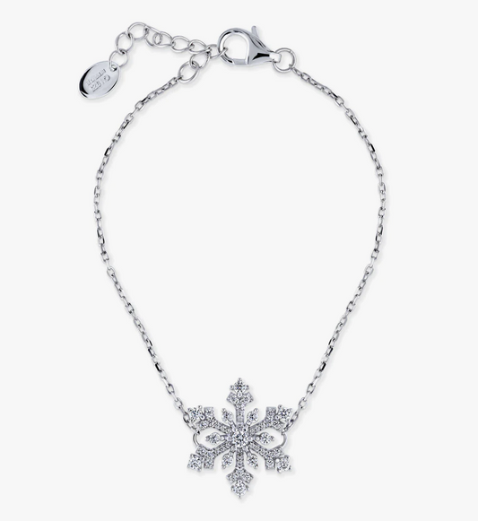 Snowflake CZ Charm Bracelet in Sterling Silver