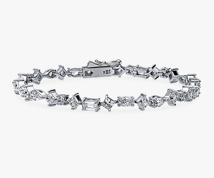 Cluster CZ Statement Tennis Bracelet in Sterling Silver