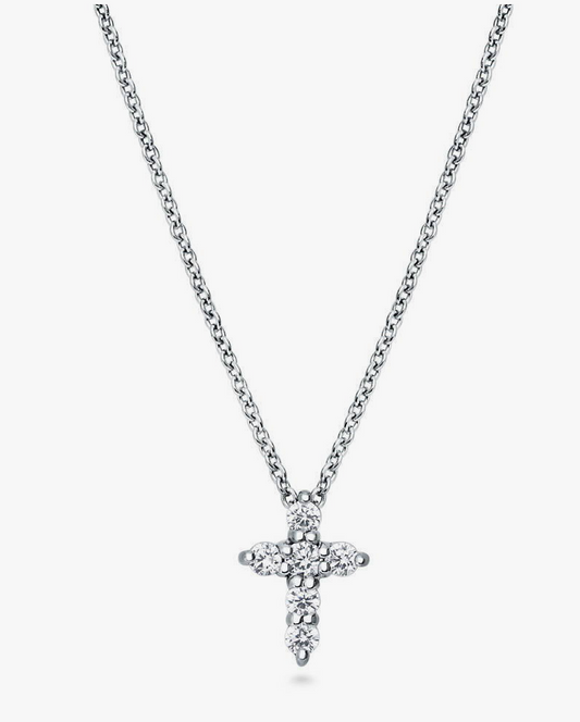 Cross CZ Pendant Necklace in Sterling Silver