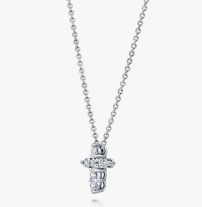 Cross CZ Pendant Necklace in Sterling Silver