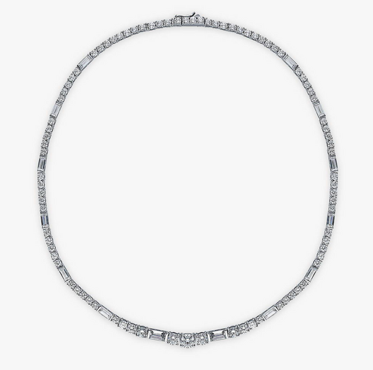 Art Deco CZ Statement Tennis Necklace in Sterling Silver