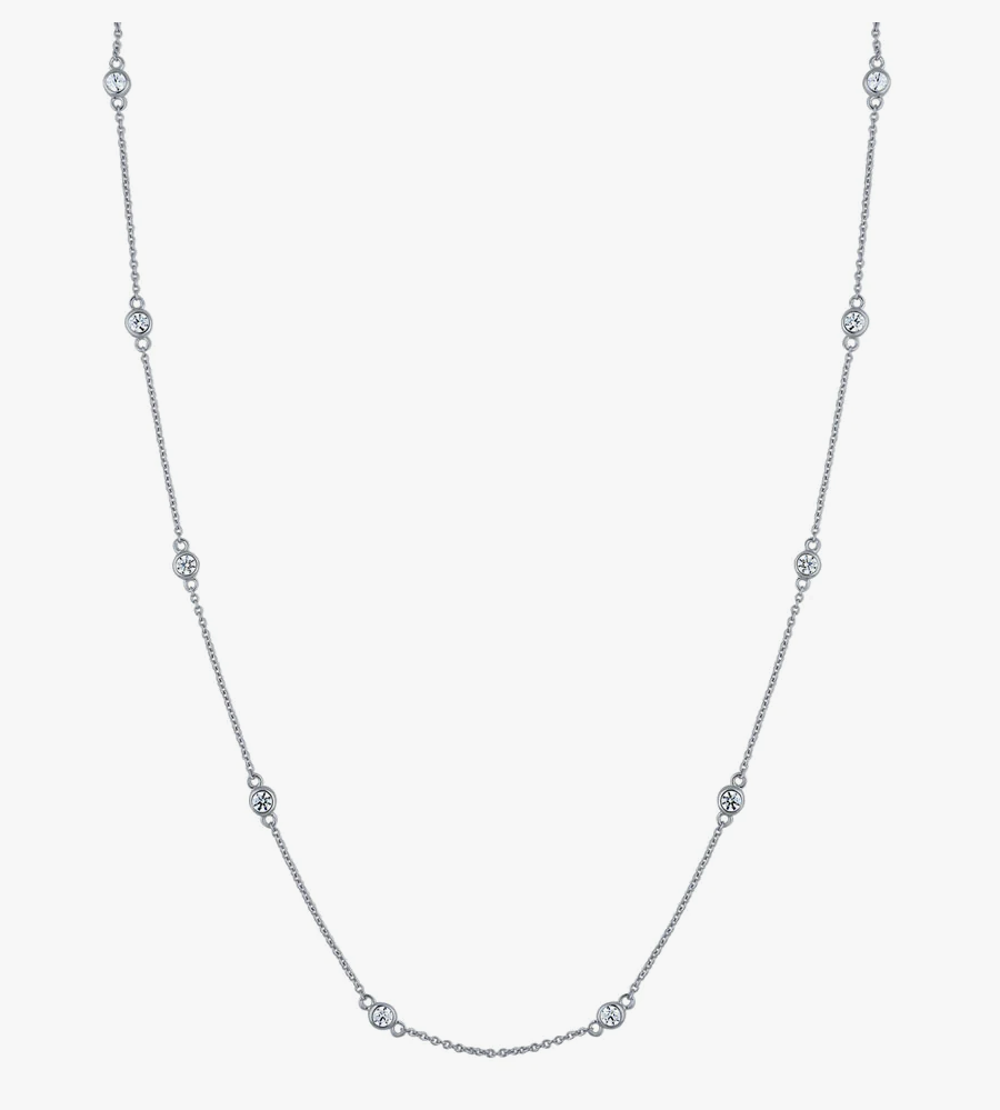 CZ by the Yard Station Necklace in Sterling Silver