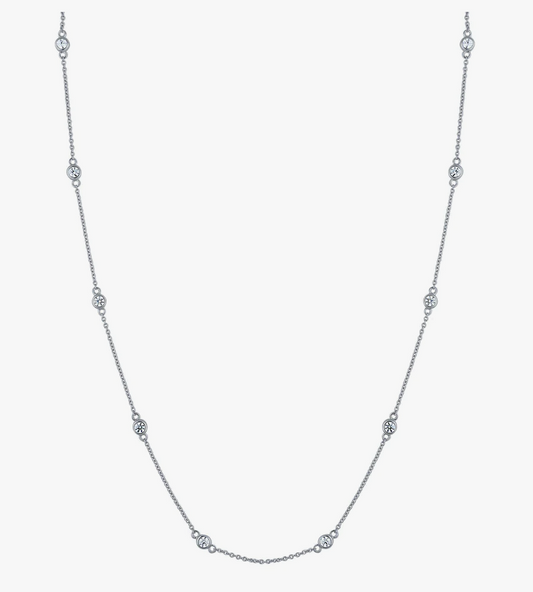 CZ by the Yard Station Necklace in Sterling Silver