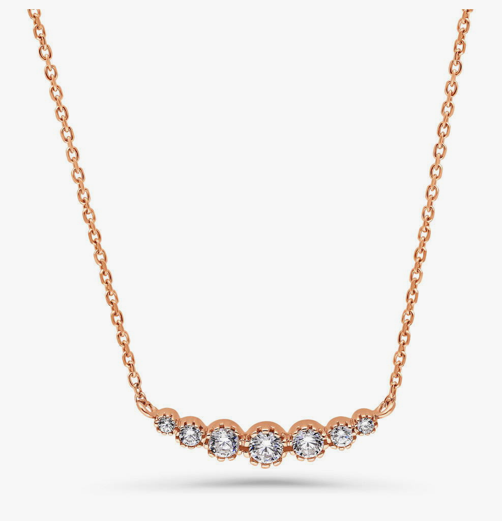 Graduated Bubble CZ Necklace in Rose Gold Flashed Sterling Silver