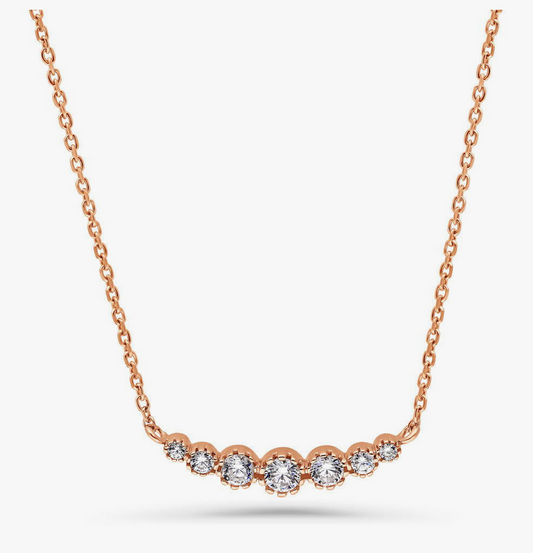 Graduated Bubble CZ Necklace in Rose Gold Flashed Sterling Silver