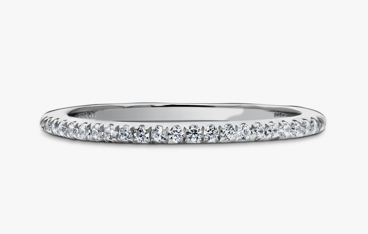 Micro Pave Set CZ Half Eternity Ring in Sterling Silver