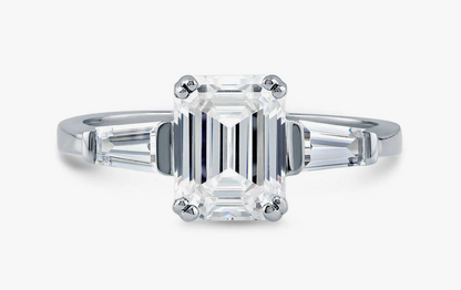 3-Stone Emerald Cut CZ Ring in Sterling Silver