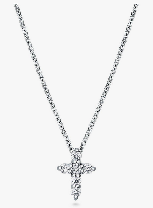 Cross CZ Pendant Necklace in Sterling Silver