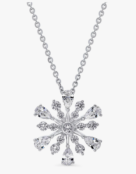 Snowflake CZ Pendant Necklace in Sterling Silver