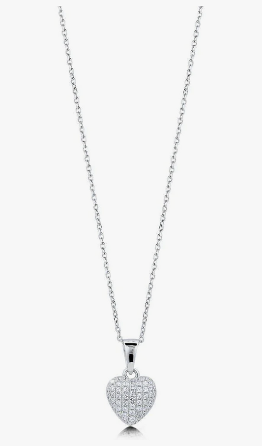 Heart CZ Pendant Necklace in Sterling Silver