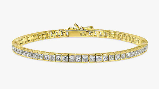 Bar Princess CZ Statement Tennis Bracelet in Sterling Silver