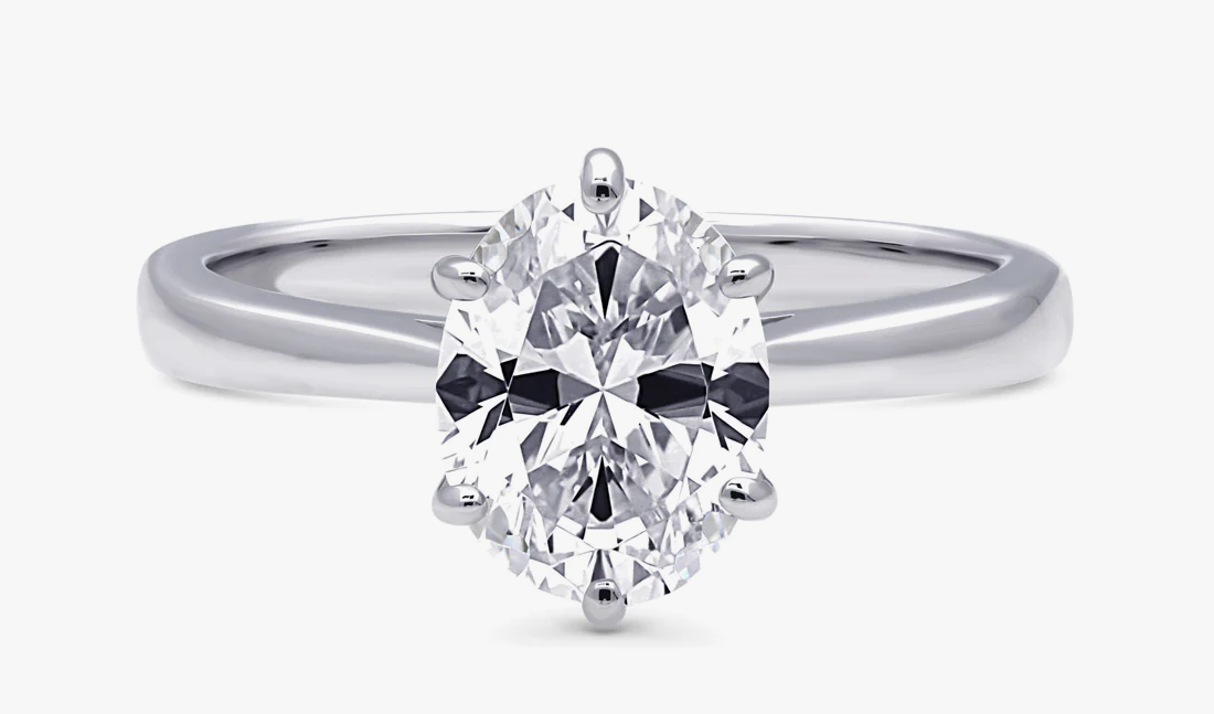 Solitaire 1.8ct Oval CZ Ring in Sterling Silver