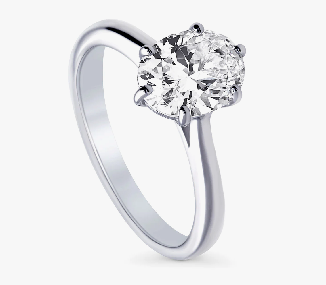 Solitaire 1.8ct Oval CZ Ring in Sterling Silver