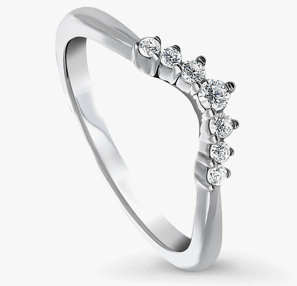 Wishbone 7-Stone CZ Curved Band in Sterling Silver