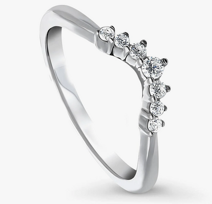 Wishbone 7-Stone CZ Curved Band in Sterling Silver