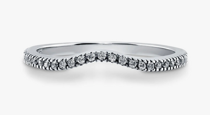 Wishbone Micro Pave Set CZ Curved Half Eternity Ring in Sterling Silver