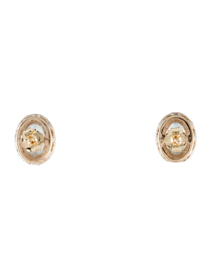 14K Aquamarine & Diamond Stud Earrings