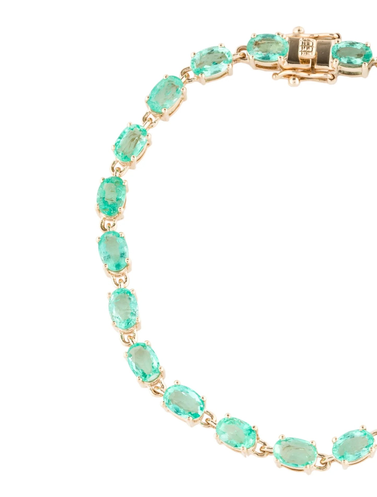 14K 9.62ctw Emerald Link Bracelet