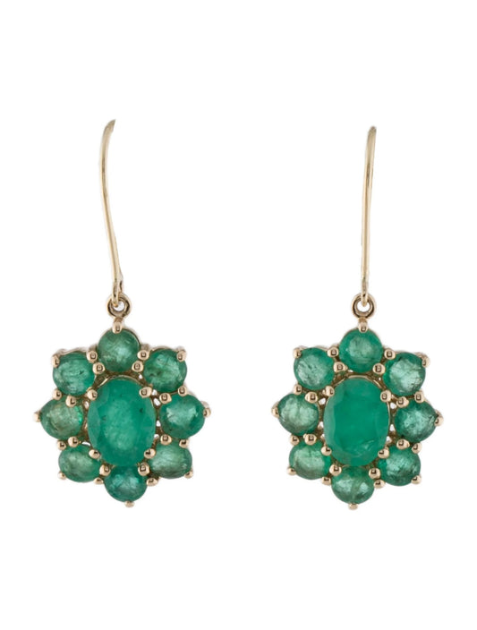 14K Emerald Drop Earrings