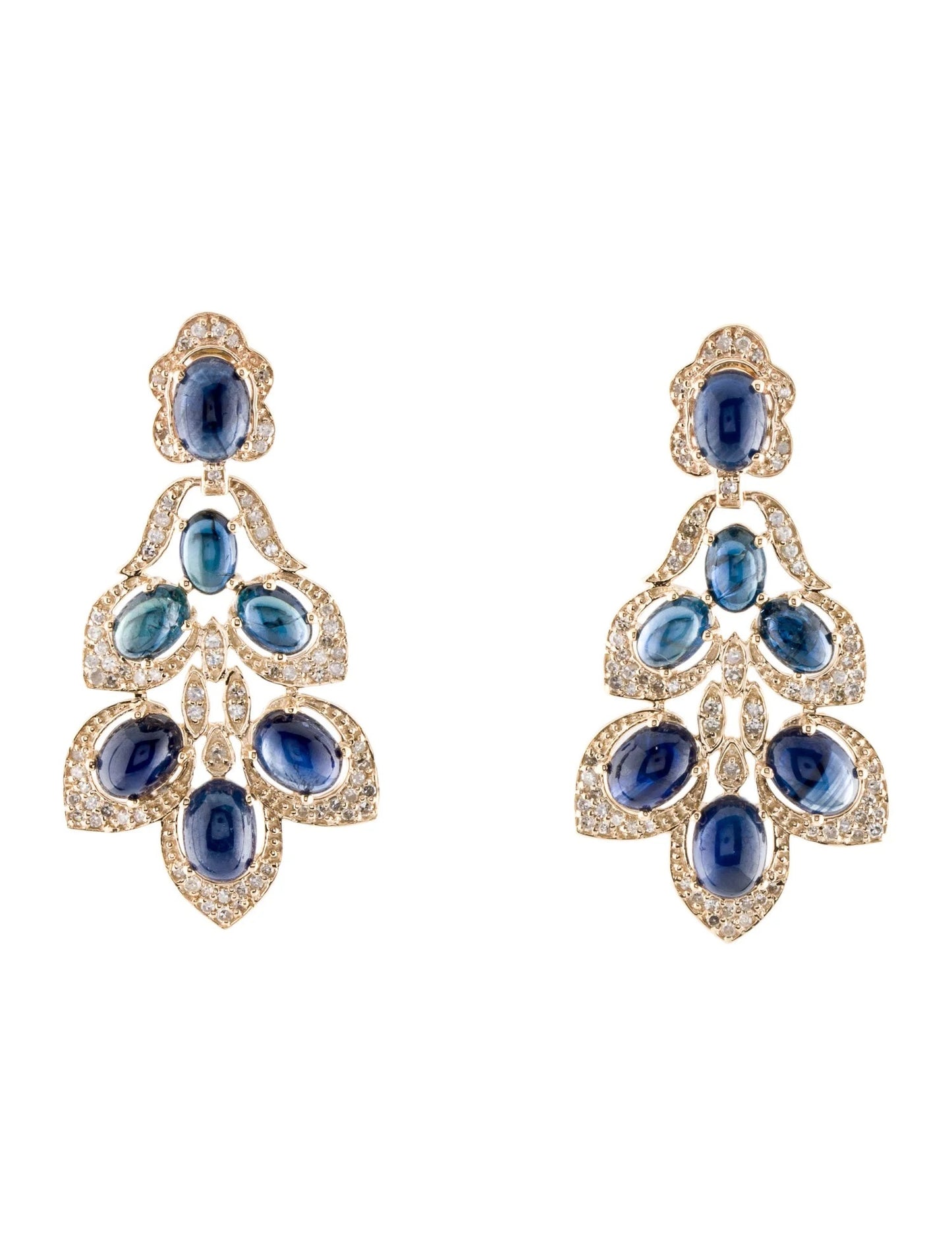 14K Sapphire & Diamond Drop Earrings