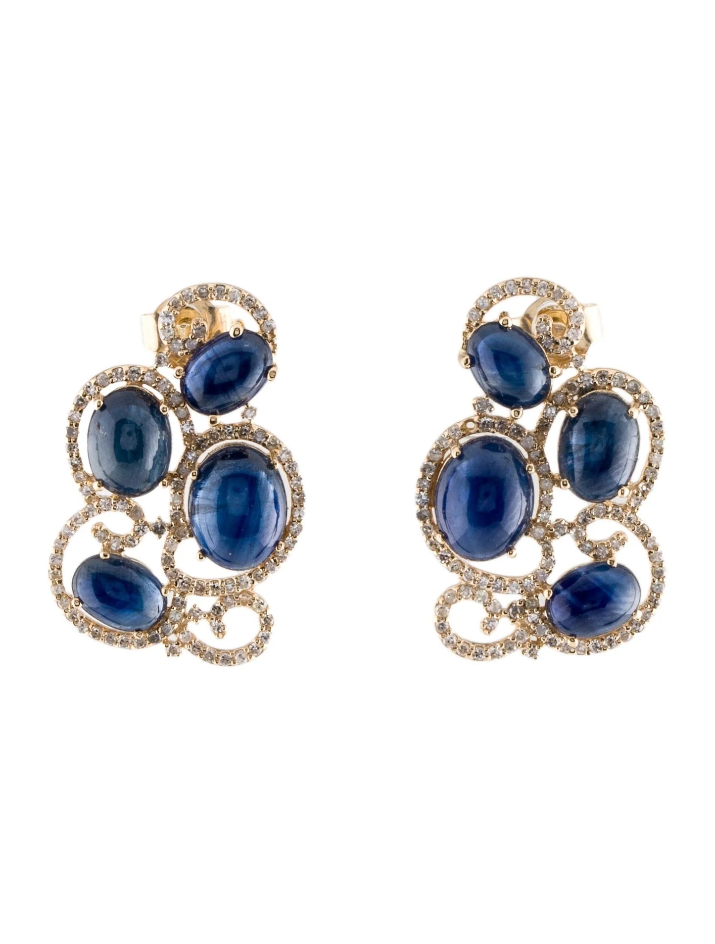 14K 15.13ctw Sapphire & Diamond Drop Earrings