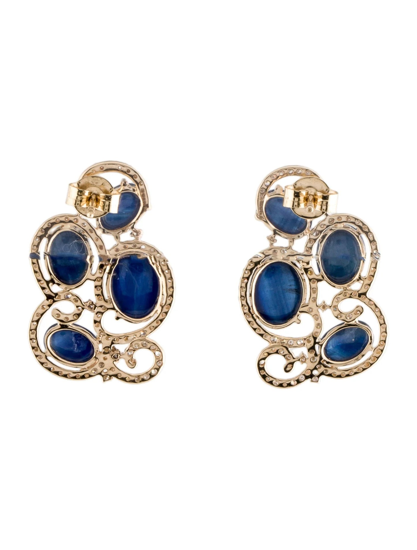 14K 15.13ctw Sapphire & Diamond Drop Earrings