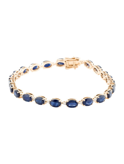 14K 13.21ctw Sapphire & Diamond Link Bracelet