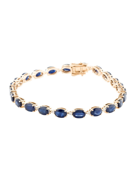 14K 13.21ctw Sapphire & Diamond Link Bracelet