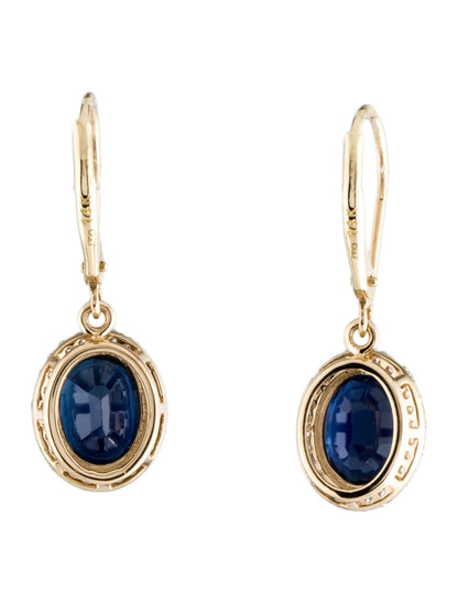 14K 4.22ctw Sapphire & Diamond Drop Earrings